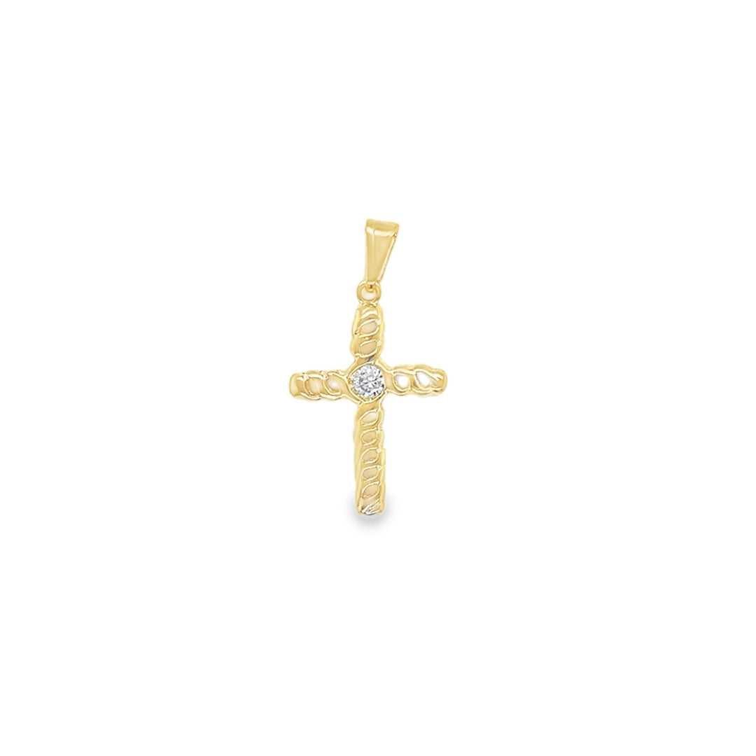 CZ Cross Pendant 24mm - Gold Filled