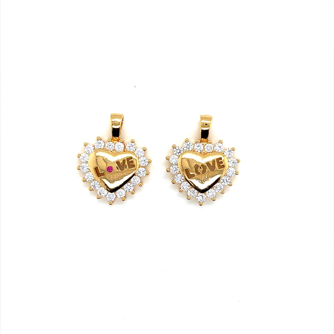 CZ Love Pendant 18mm - Gold Filled