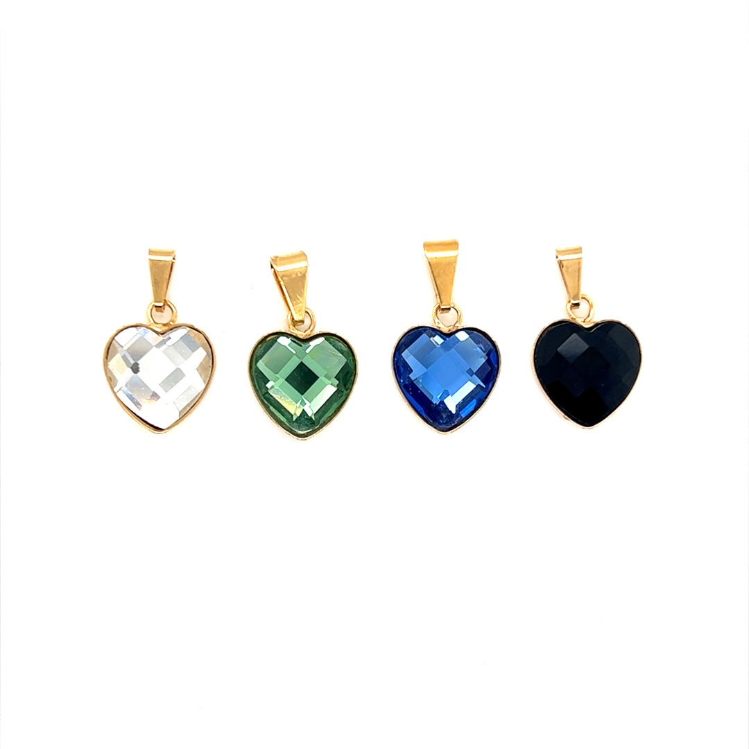 Crystal Heart Pendant 16mm - Gold Filled