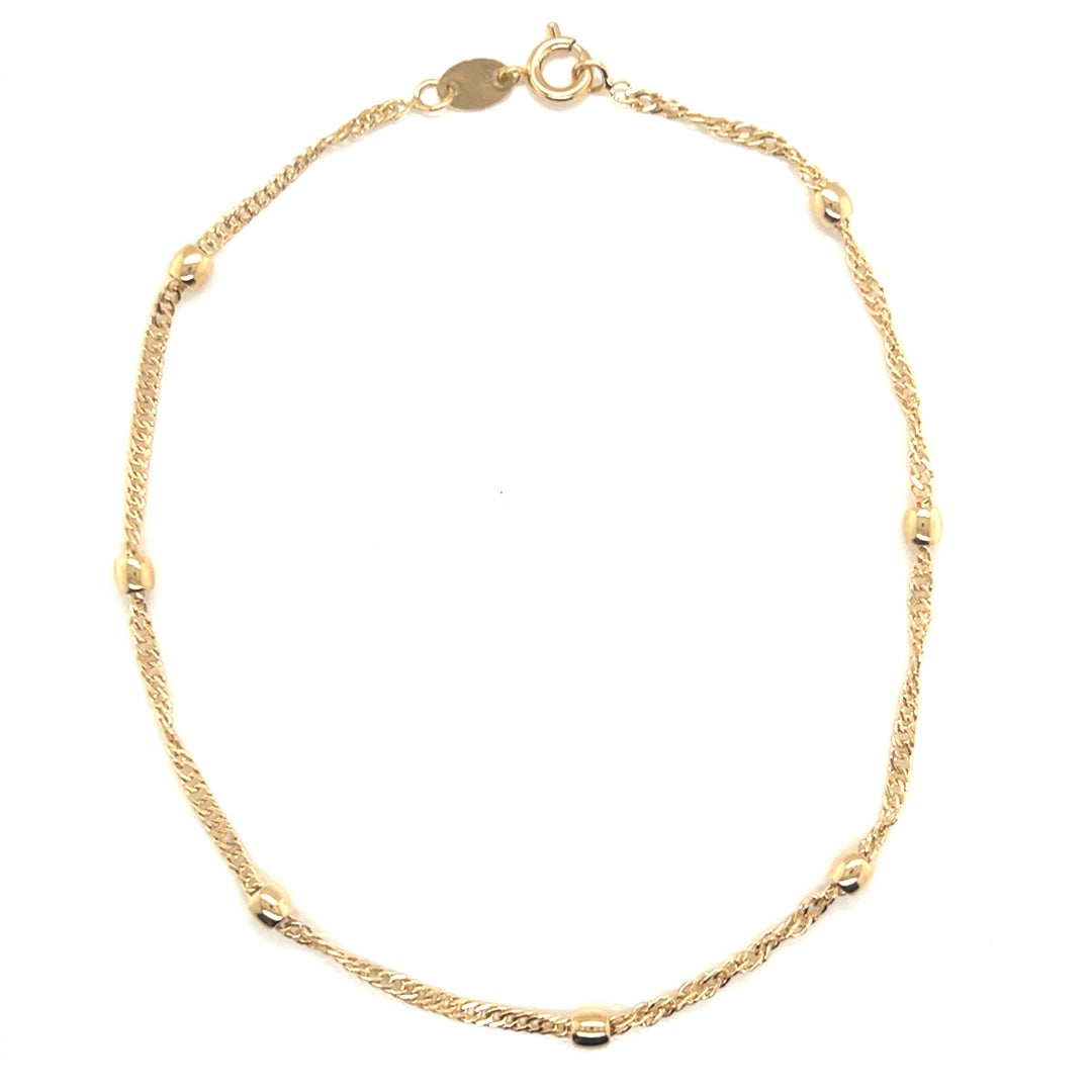 Curb Ball Chain Anklet 4mm - Gold Filled