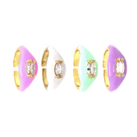 CZ Oval Enamel Ring