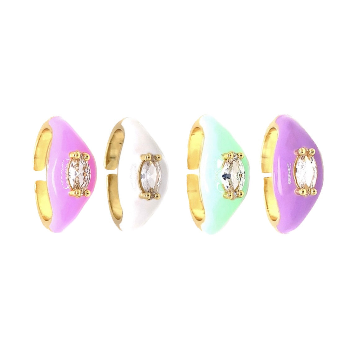 CZ Oval Enamel Ring