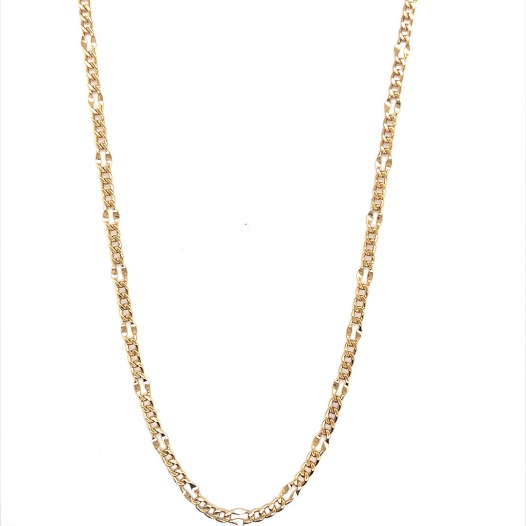 Dapped Curb Link Chain 2.5mm - Gold Filled