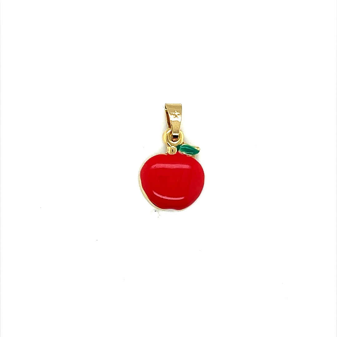 Enamel Apple Pendant 16mm - Gold Fille