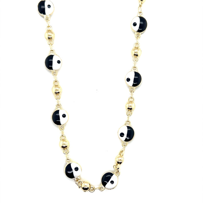 Enamel Yin Yang Necklace 4mm