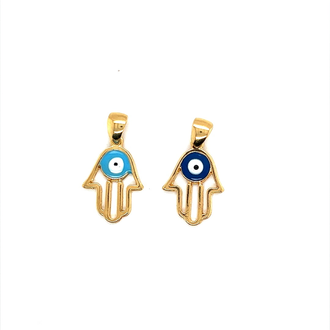 Evil Eye Hamsa Pendant 22mm - Gold Filled