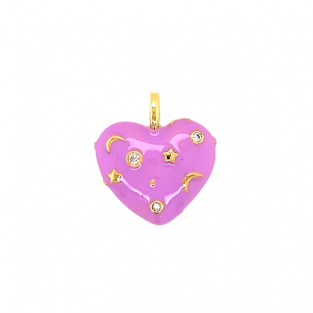 Enamel CZ Heart Pendant