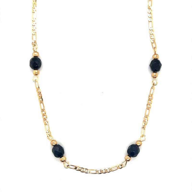 Figaro Azabache Necklace 2.5mm - Gold Filled