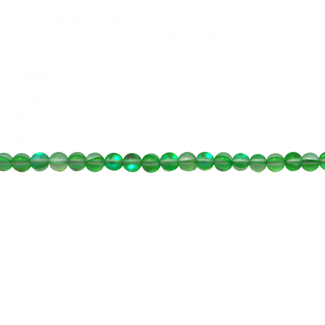 Frosted Green Opal Glass Beads Round