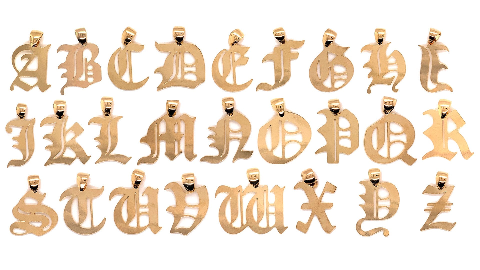 Gothic Letter Pendant 18mm - Gold Filled