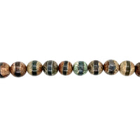 Green Striped Tibetan Agate Beads 10mm