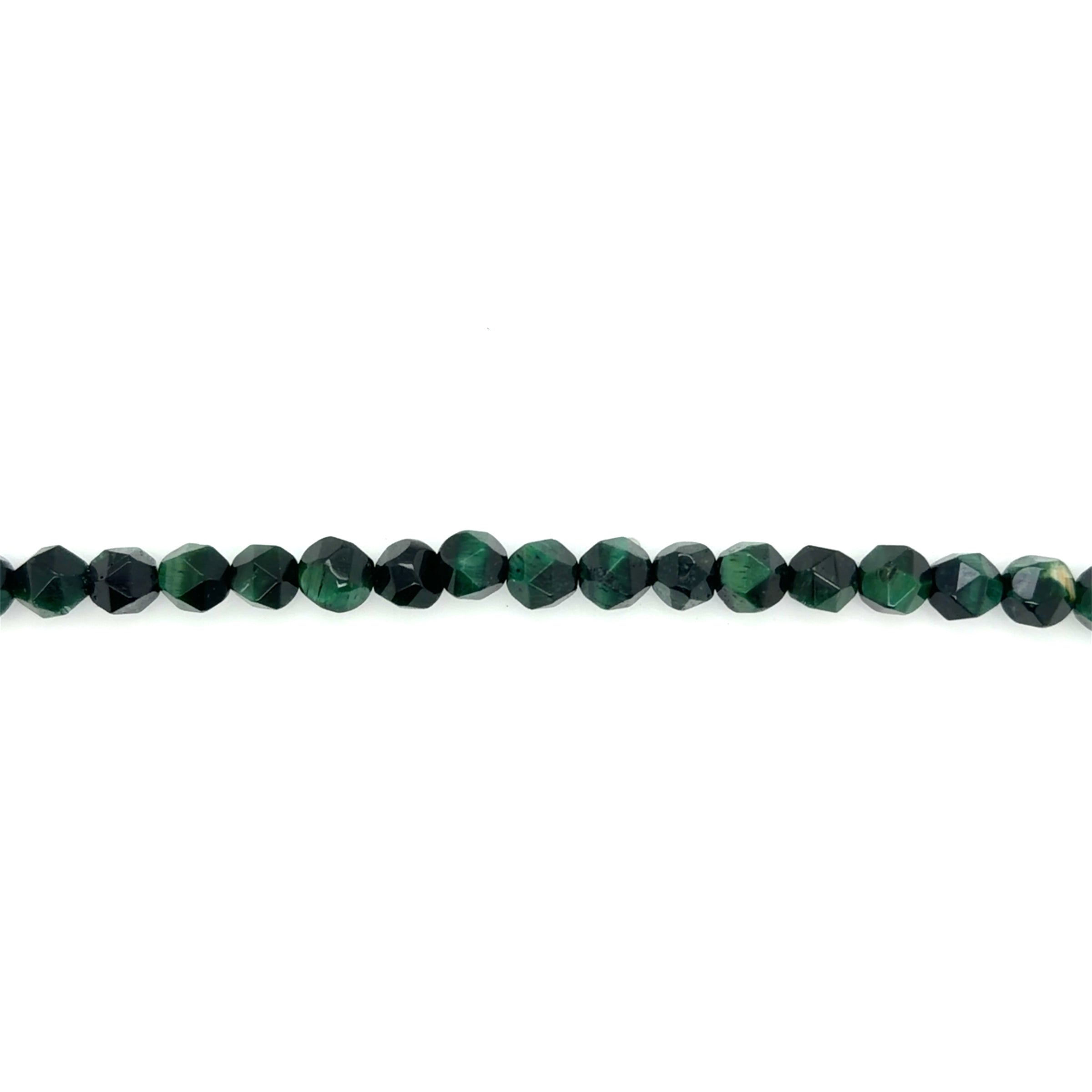 Green Tiger Eye Diamond Cut Beads 6mm