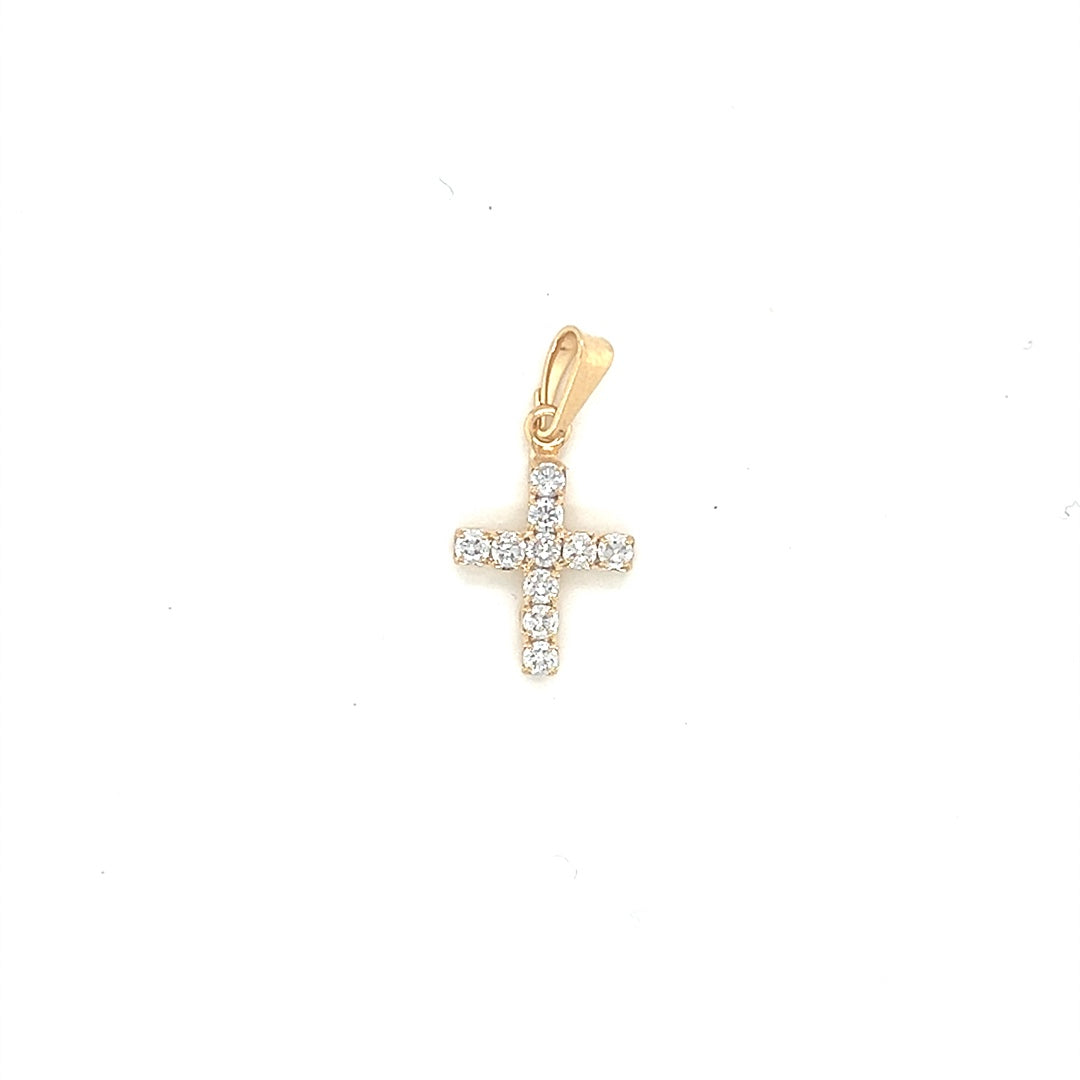 Mini CZ Cross Pendant 10.5mm - Gold Filled