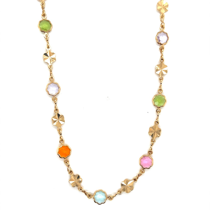 Multicolor Crystal Flower Necklace 2mm