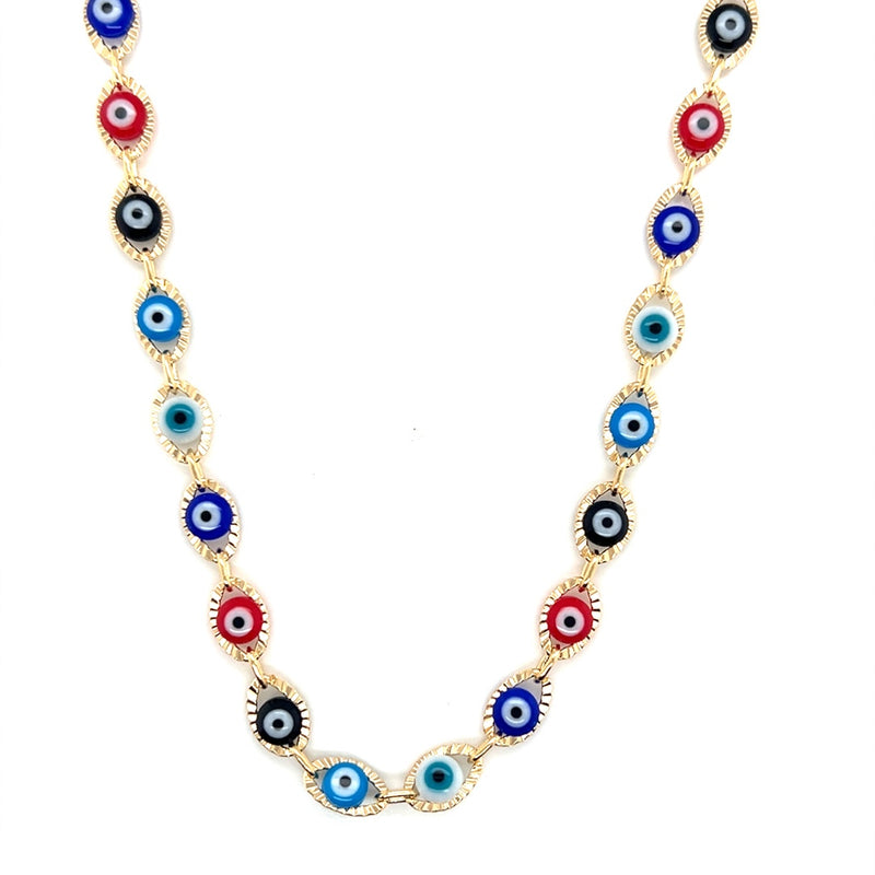  Multicolor Evil Eye Necklace 6mm
