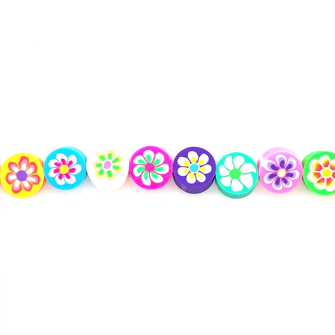 Multicolor Flower Polymer Clay Beads
