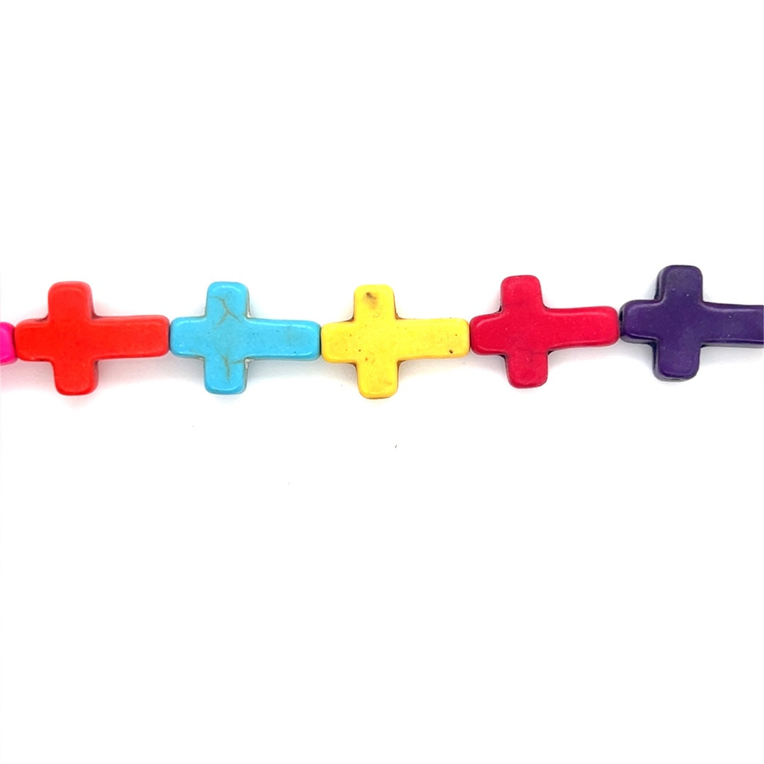 Multicolor Synthetic Turquoise Cross Beads 16mm