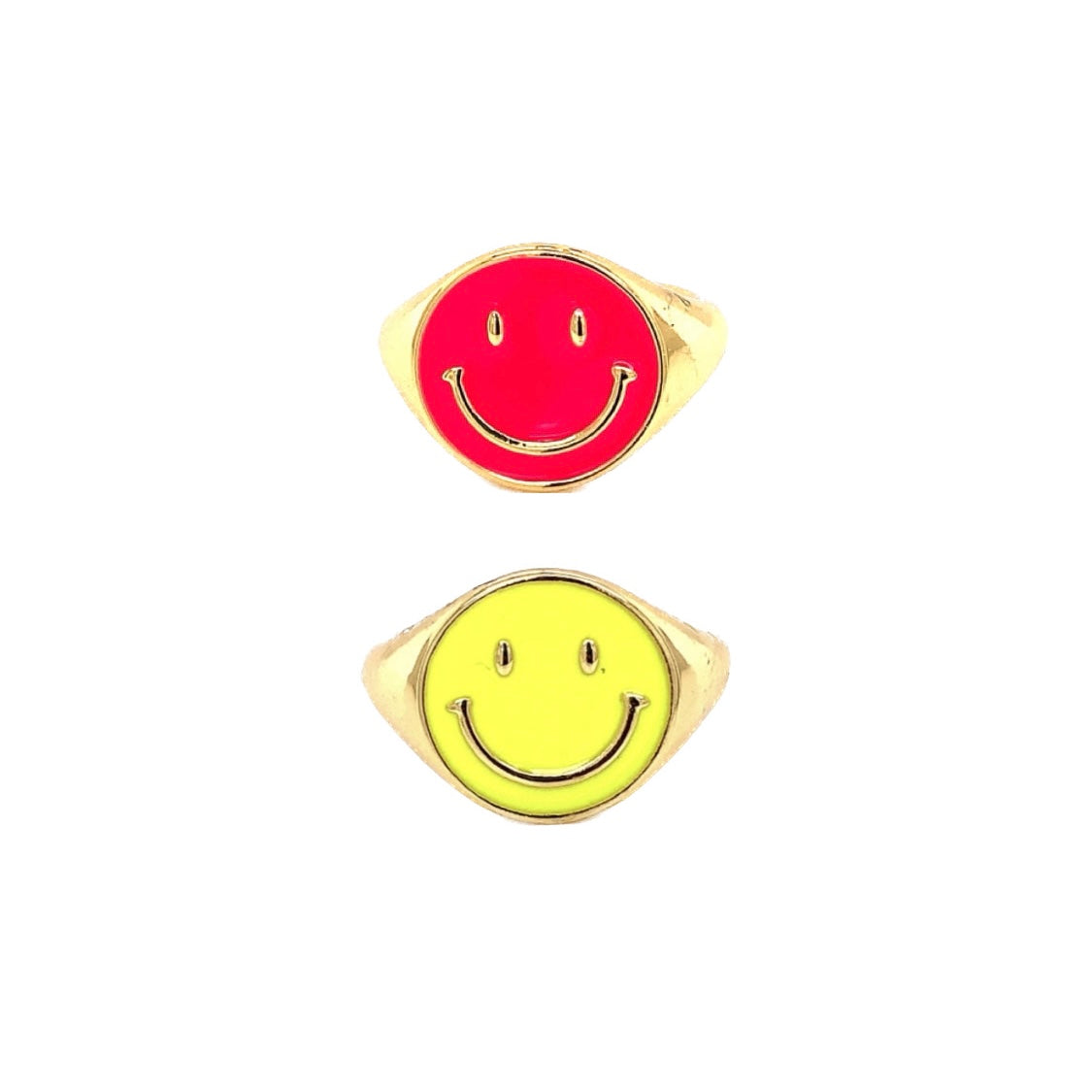 Neon Smiley Signet Ring