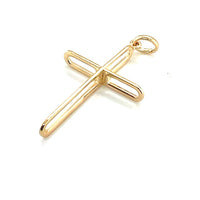 Outline Cross Charm 32mm - Gold Filled