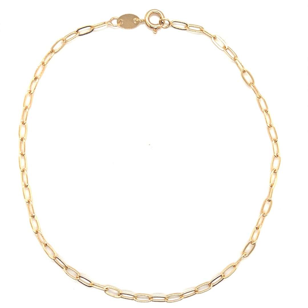 Paperclip Link Anklet 3mm - Gold Filled