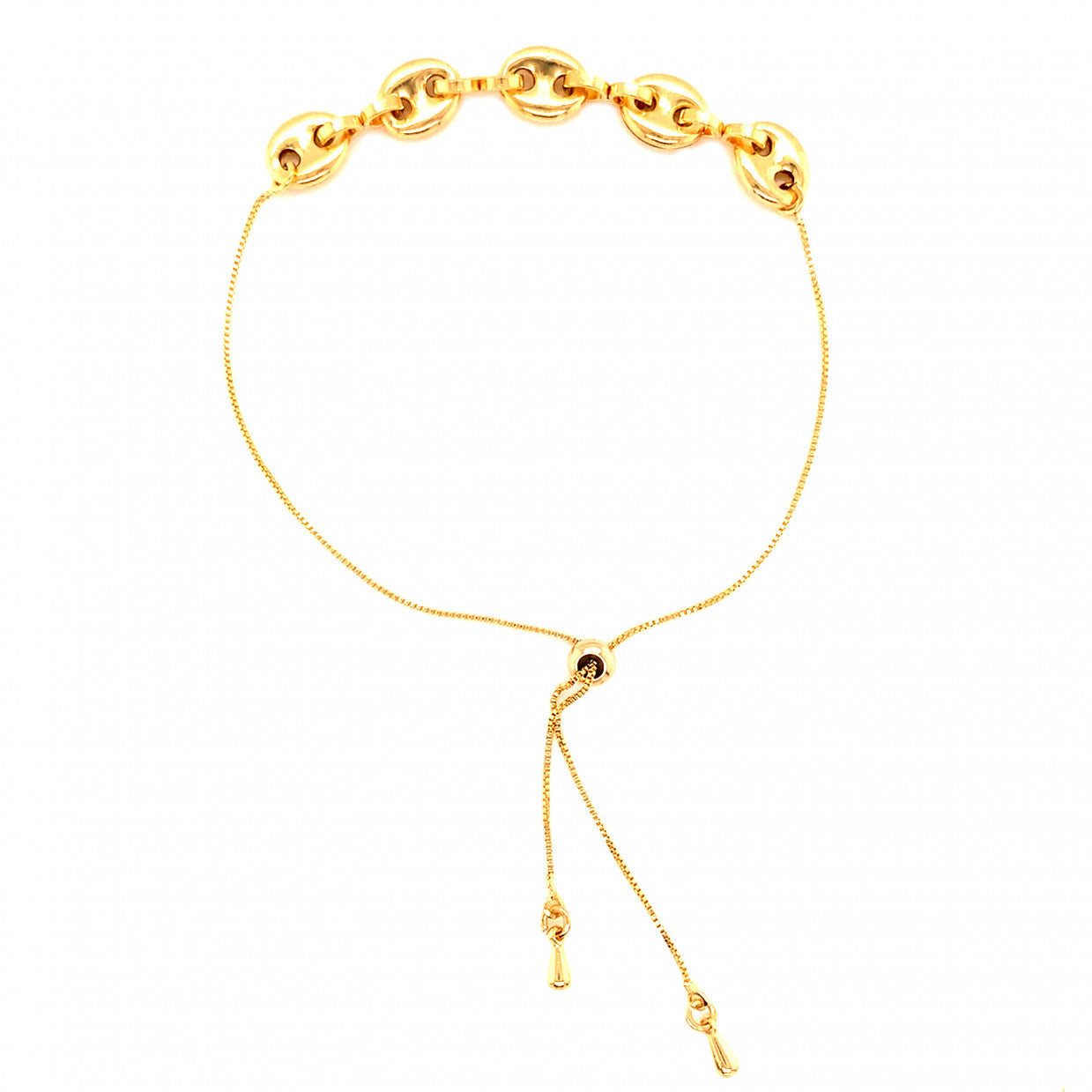 Puff Link Adjustable Bracelet 8mm - Gold Filled