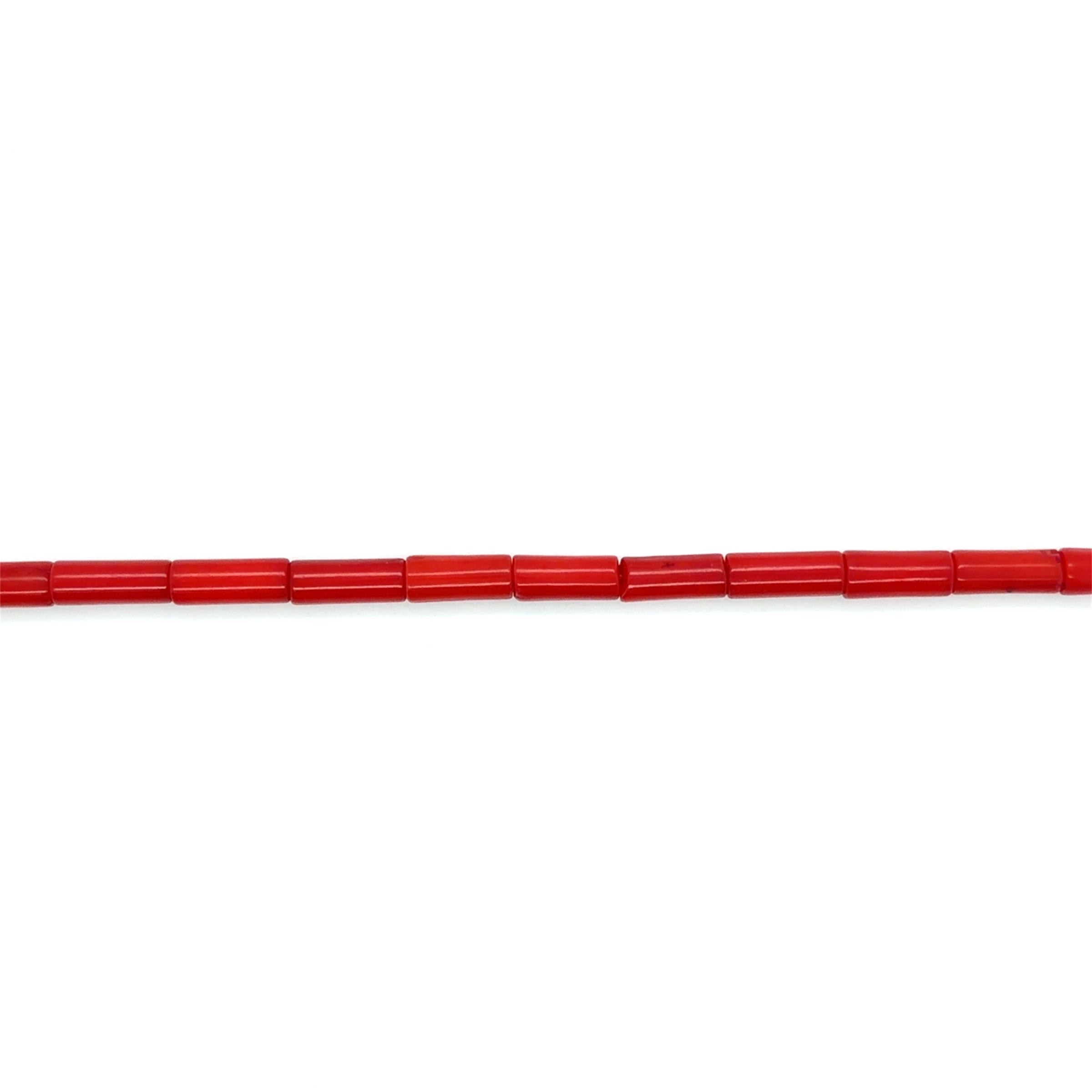 Red Coral Tube Beads 8mm