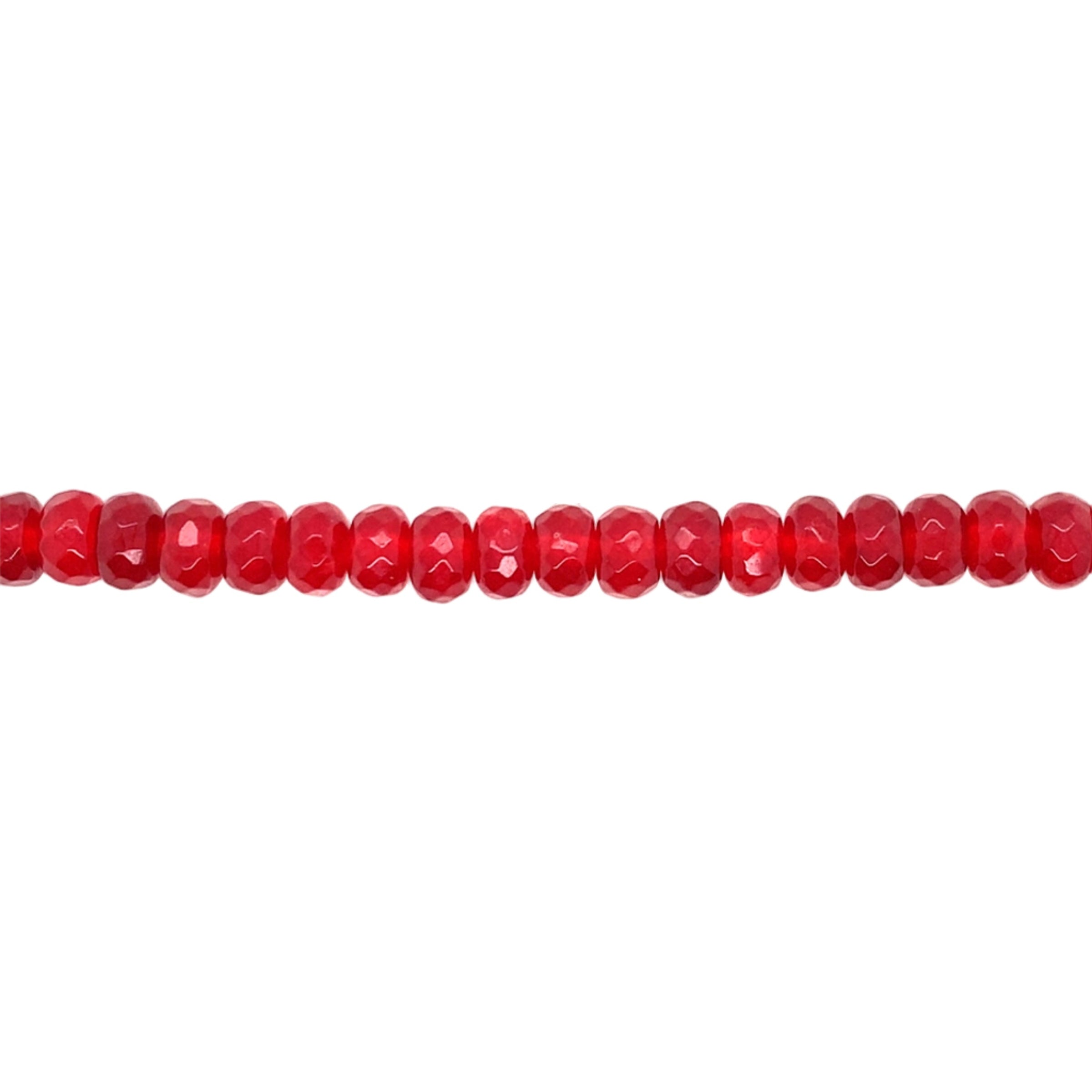 Red Jade Faceted Rondelle Beads