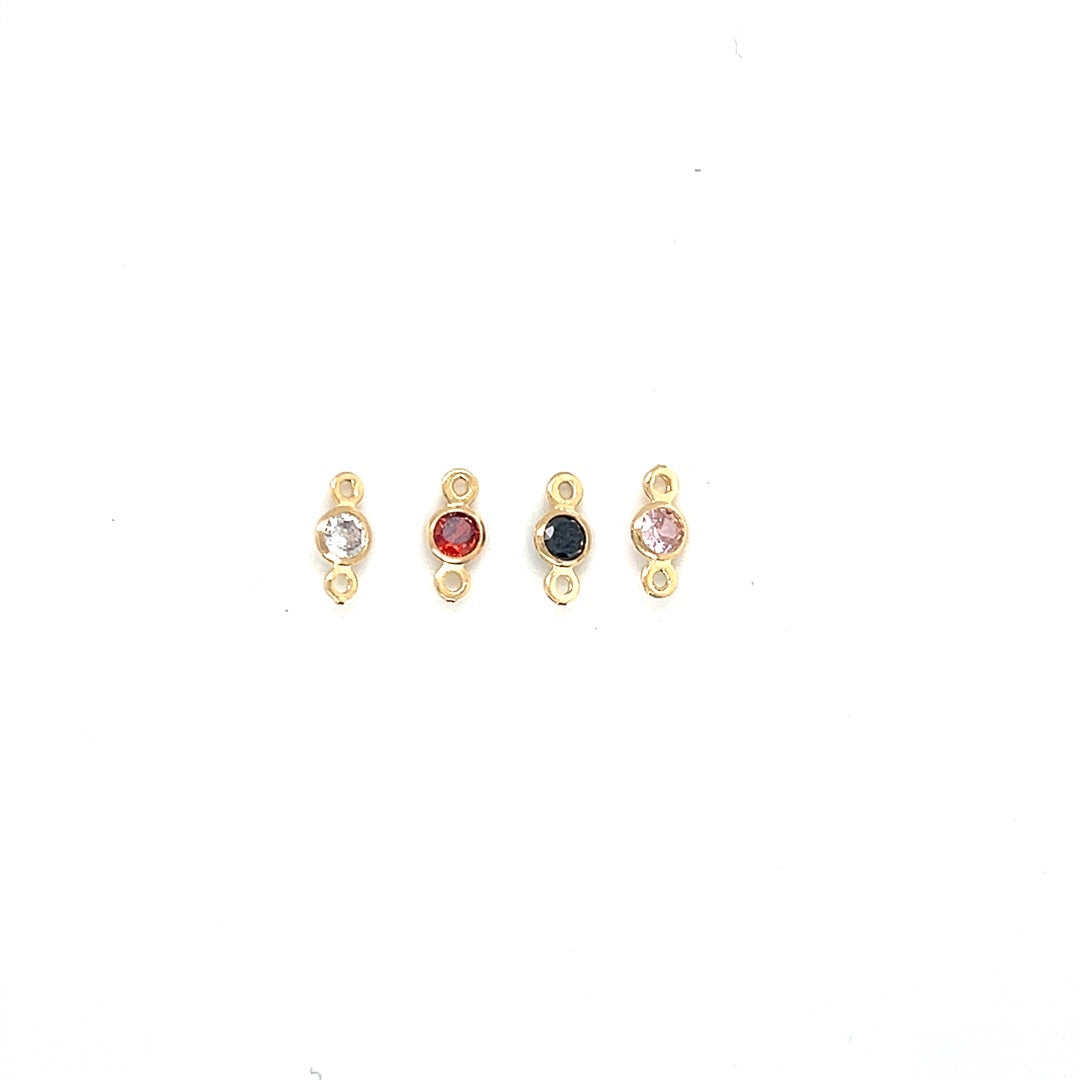 Round CZ Connector 4mm - Gold Filled