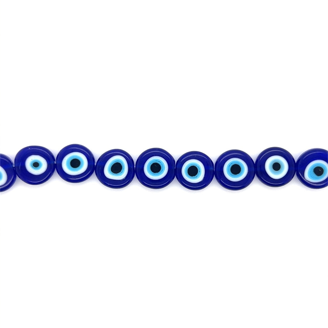 Royal Blue Flat Evil Eye Beads