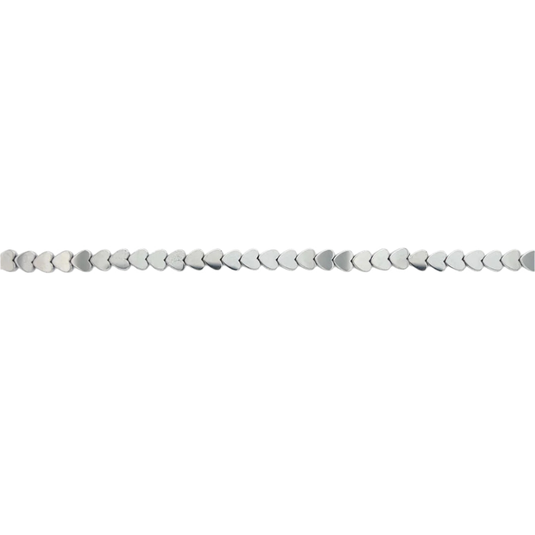 Silver Plated Heart Hematite Beads