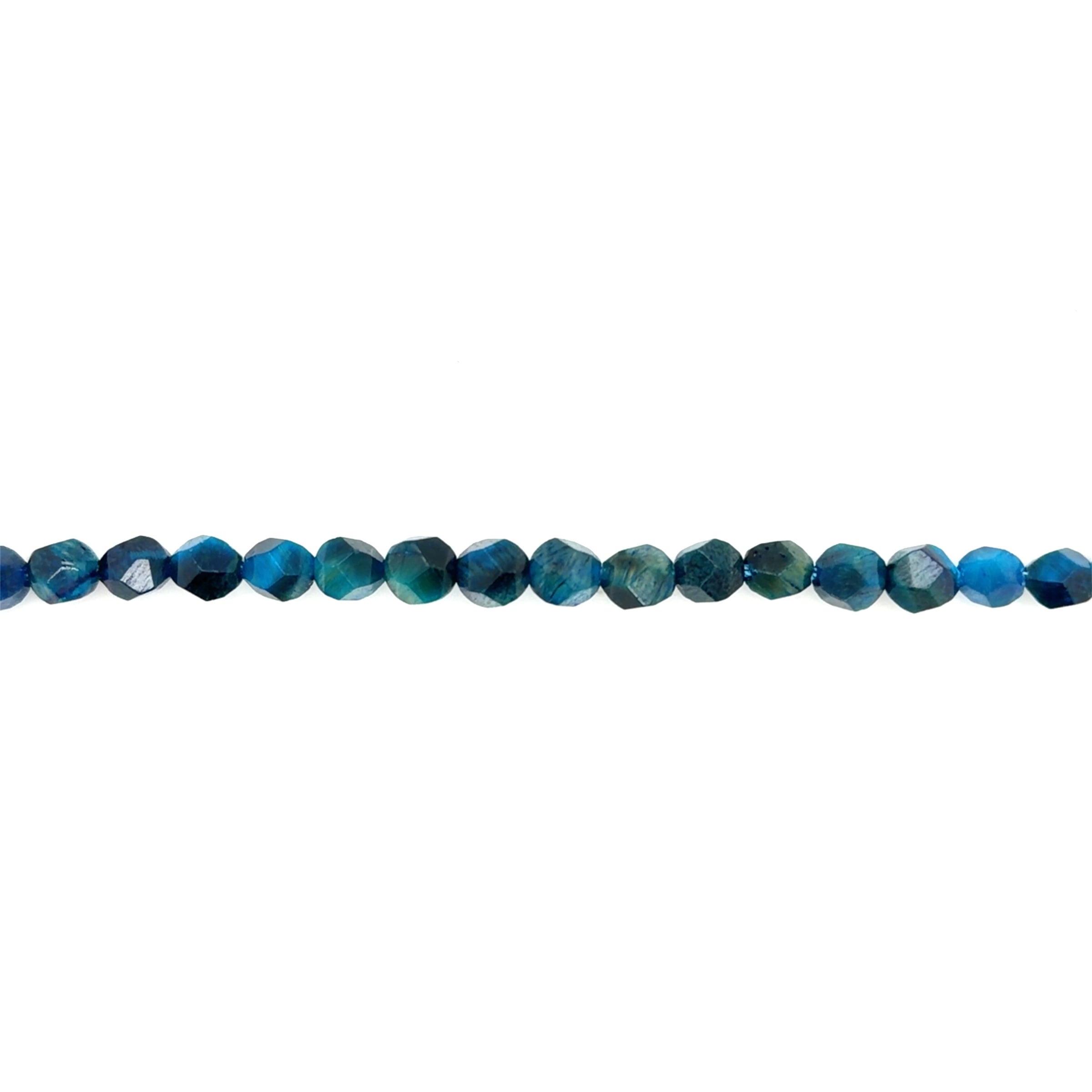 Teal Tiger Eye Diamond Cut Beads 6mm