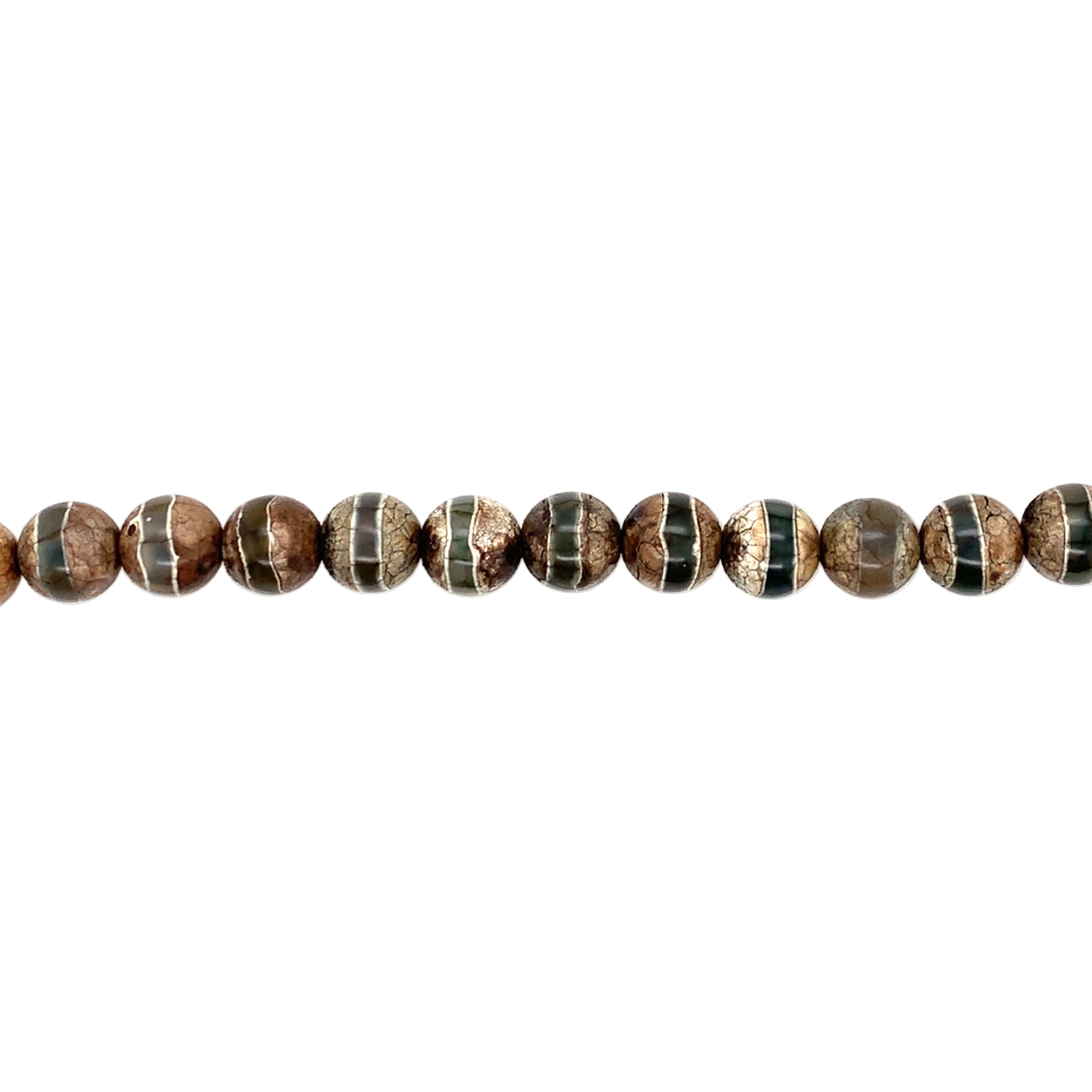 Green Striped Tibetan Agate Beads