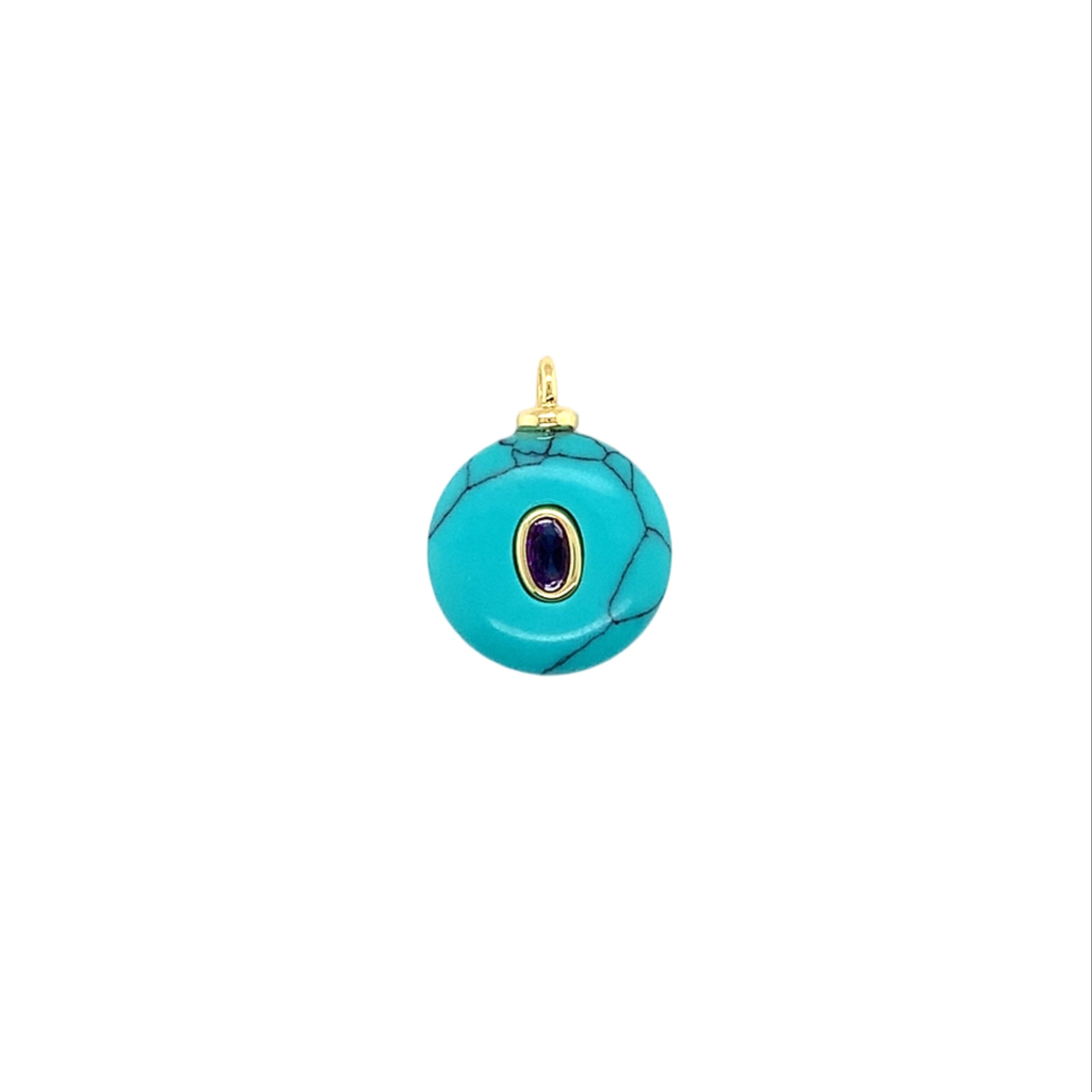 Turquoise Gemstone CZ Pendant