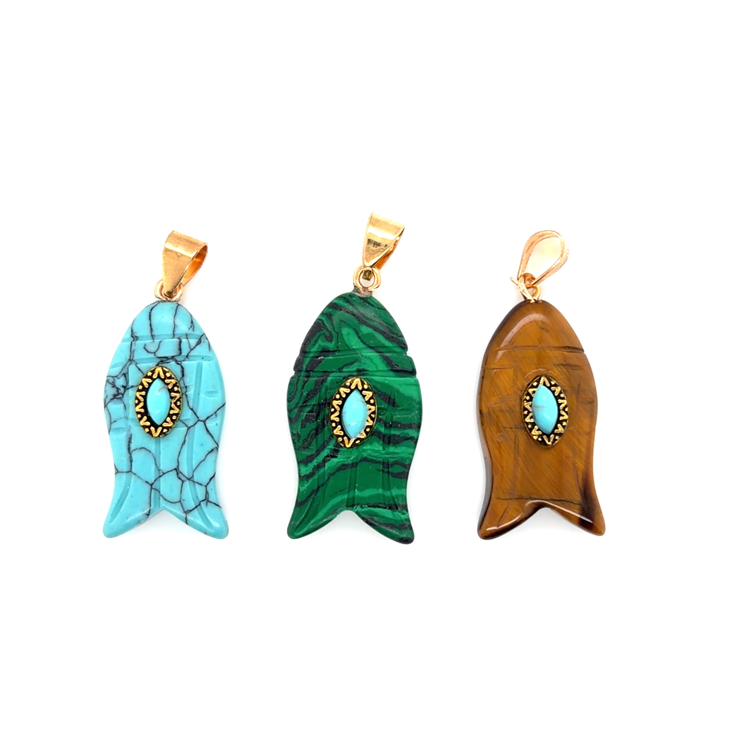 Fish Gemstone CZ Charm