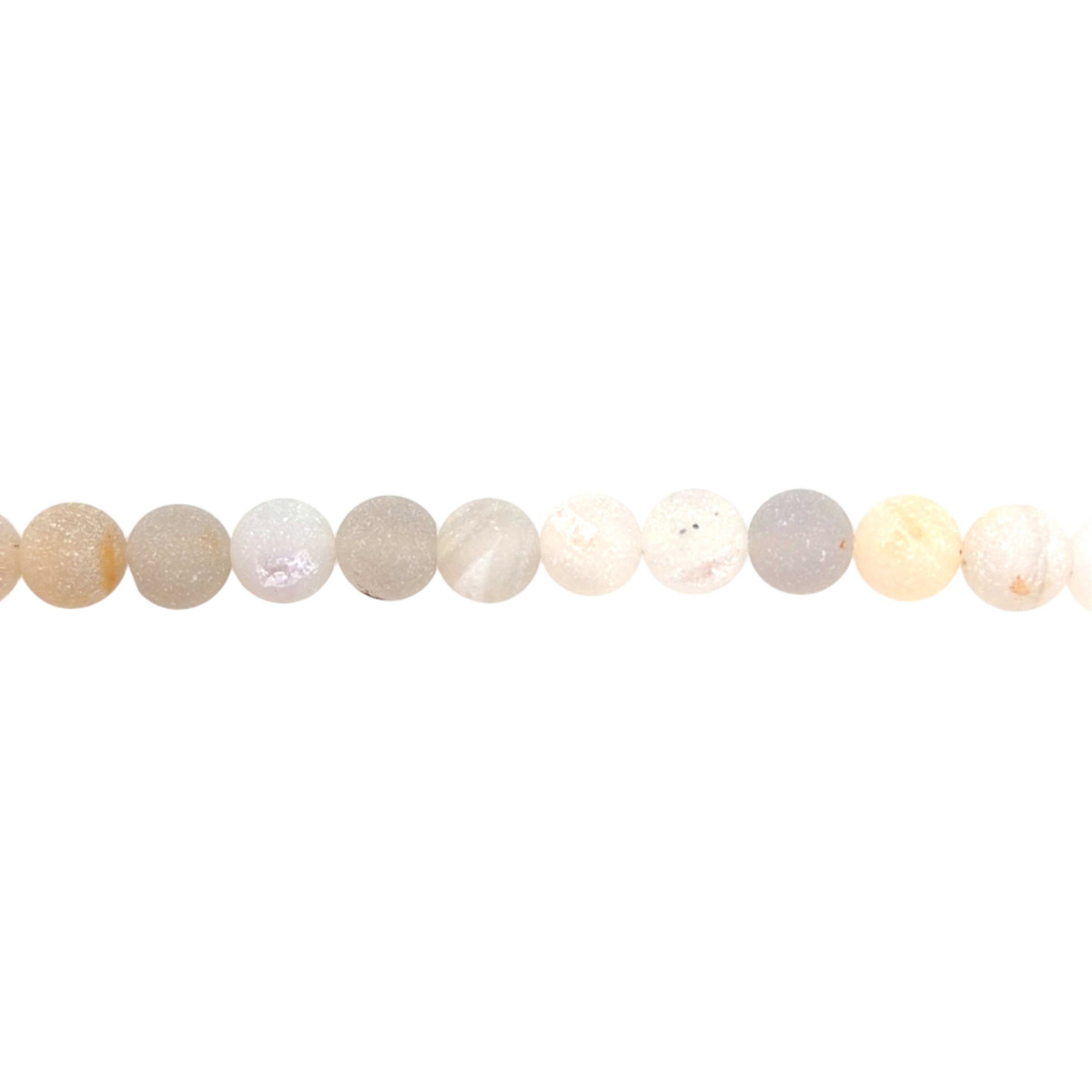 White Frosted Druzy Agate Beads