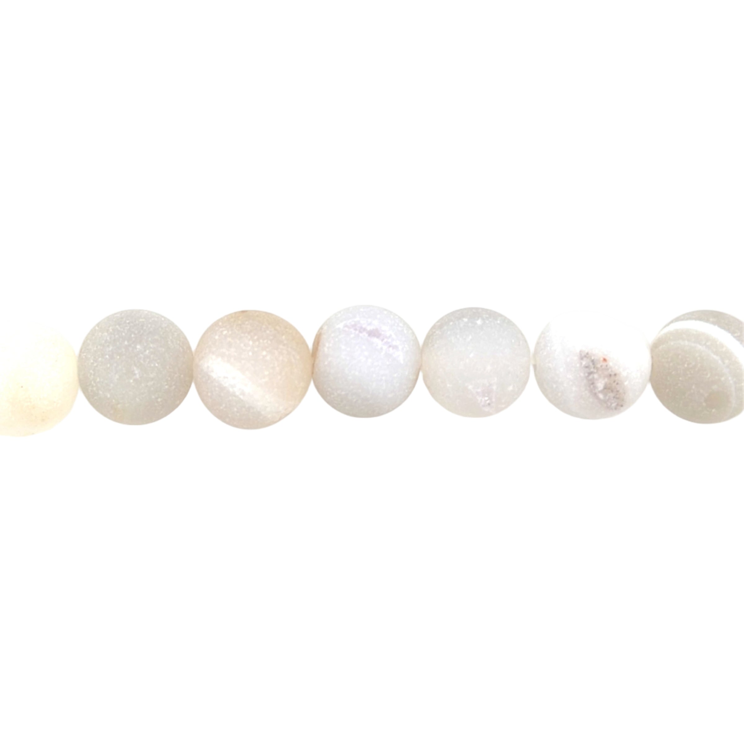 White Frosted Druzy Agate Beads
