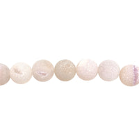 White Frosted Druzy Agate Beads