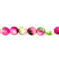 Flamingo Pink/Green Mashan Jade Beads