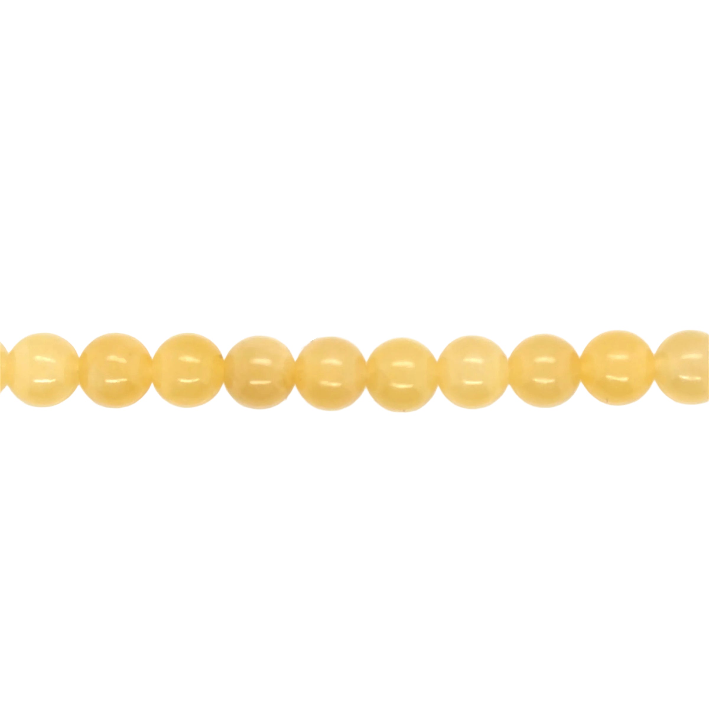 String of yellow beads on a white background