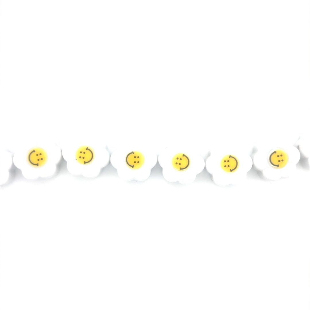 White Ceramic Smiley Flower Beads 16mm