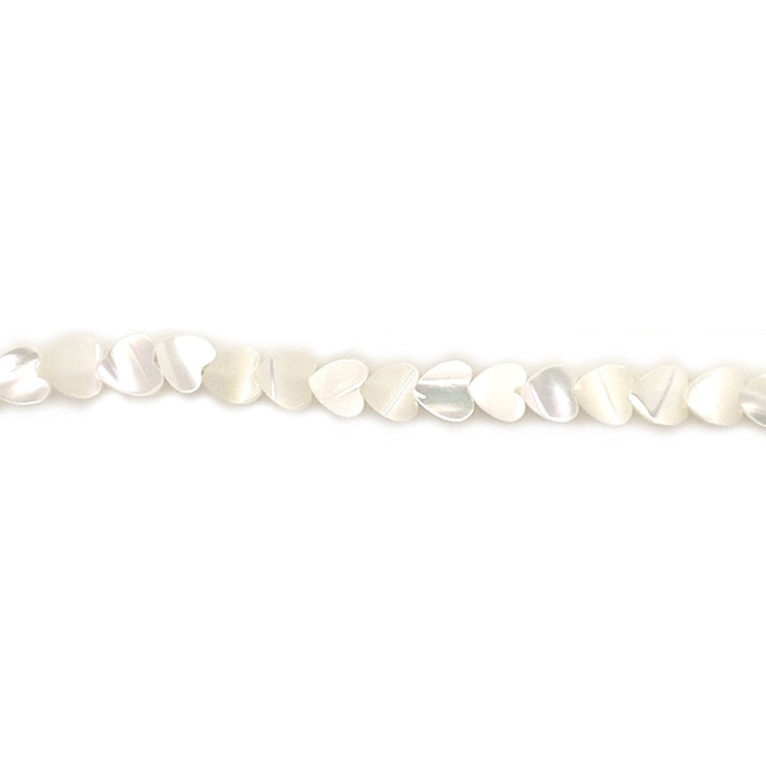 White Shell Mother of Pearl Heart Beads
