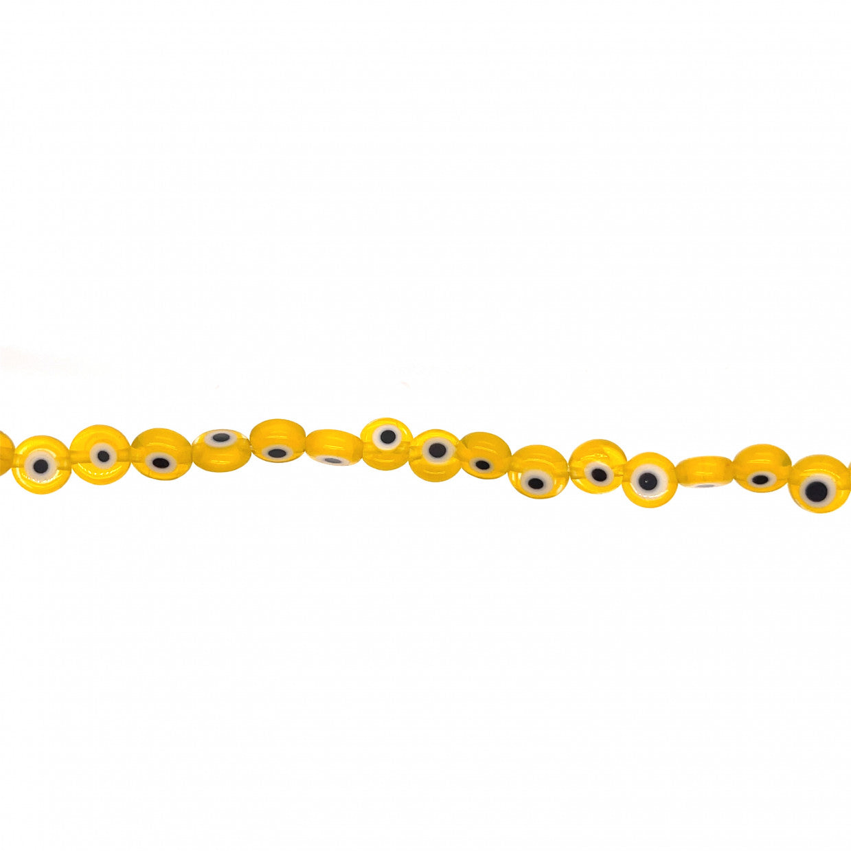 Yellow Flat Evil Eye Beads