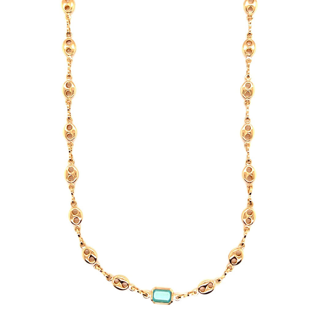 Puff Necklace with Gemstone Accent