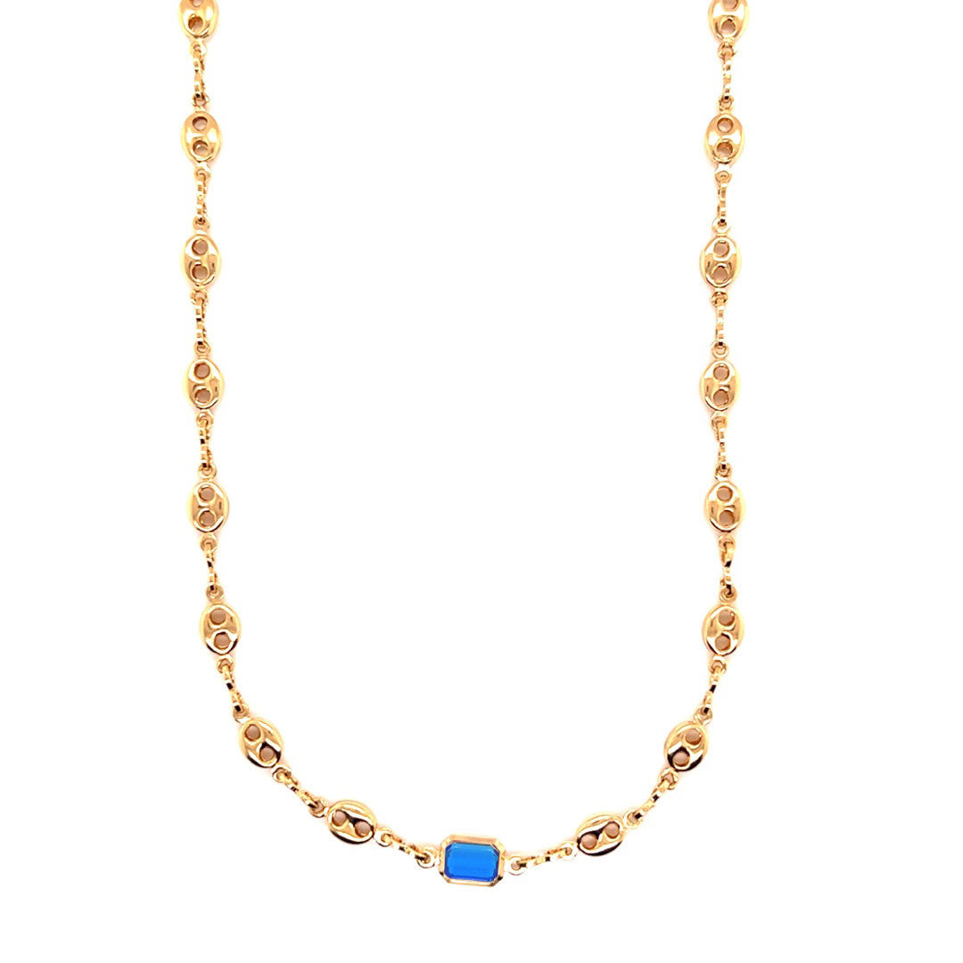 Puff Necklace with Gemstone Accent
