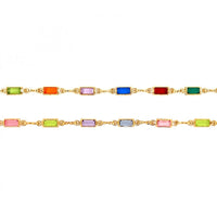 Rectangle Gemstone Link Bracelet