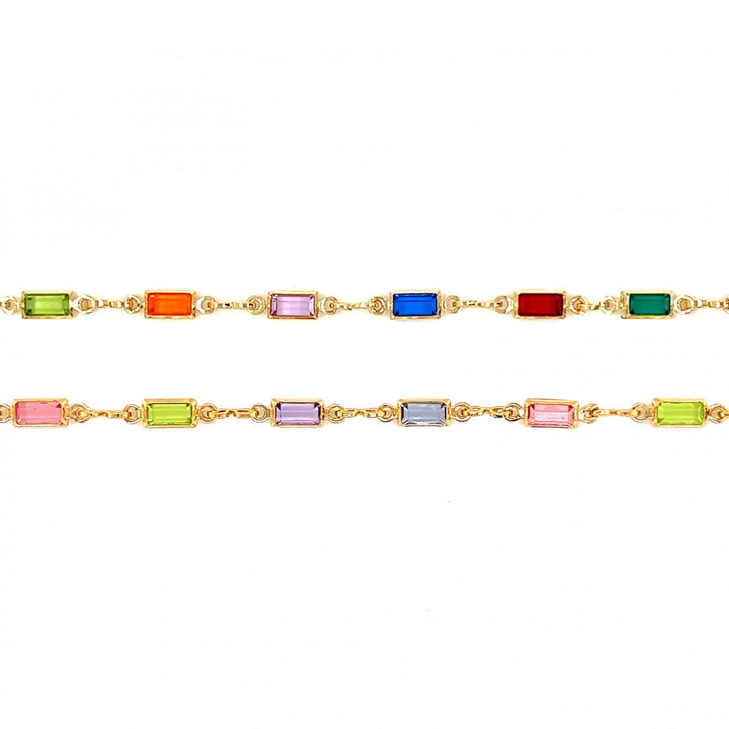 Rectangle Gemstone Link Bracelet