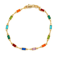 Rectangle Gemstone Link Bracelet