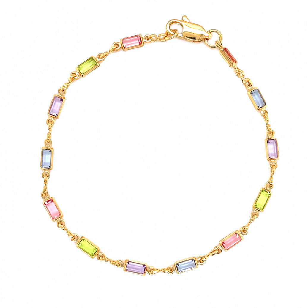 Rectangle Gemstone Link Bracelet