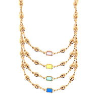 Puff Necklace with Gemstone Accent
