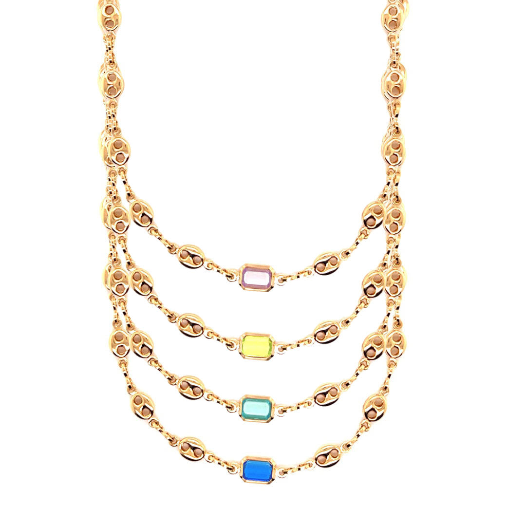 Puff Necklace with Gemstone Accent